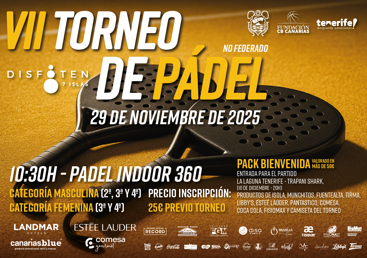 Abiertas las inscripciones para el VII Torneo de Pádel ‘CB Canarias-Disfoten’